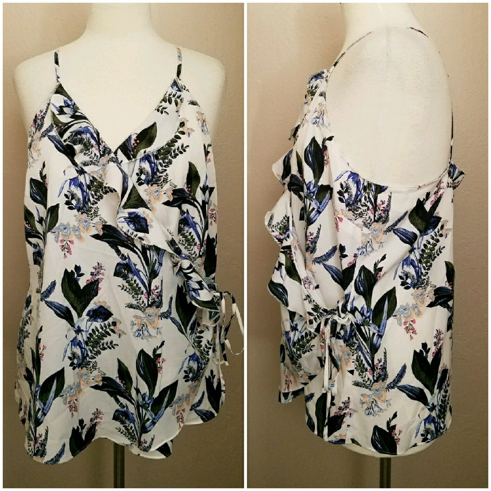 🌿 14TH & UNION RUFFLE TRIM SURPLICE CAMI TOP - Picture 2 of 7